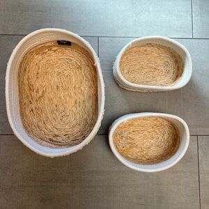 NWOT Set of Three Woven Baskets - to nest or use individually! From Bombay!